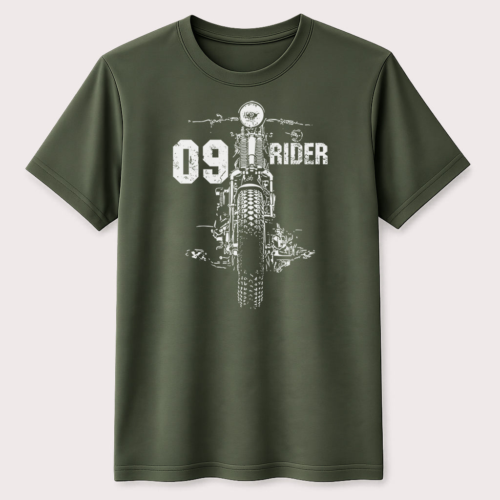 09 Rider Vintage Motorcycle Graphic T-Shirt Classic Biker Streetwear Tee