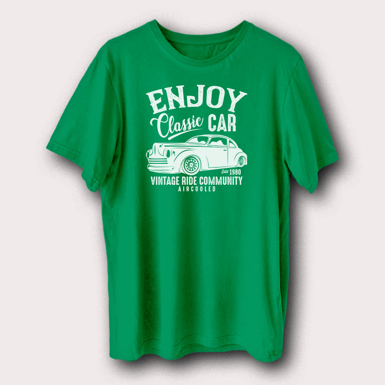 Enjoy Classic Car Vintage Ride Community Printed Men's T-Shirt Retro Car Lovers Graphic Tee