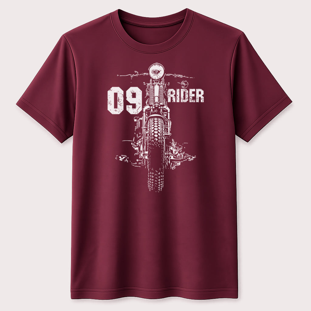 09 Rider Vintage Motorcycle Graphic T-Shirt Classic Biker Streetwear Tee
