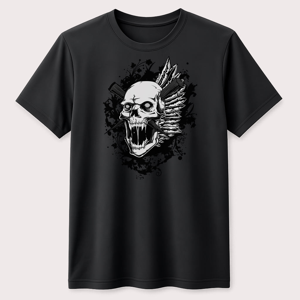 Gothic Screaming Skull Graphic T-Shirt Dark Horror Punk Streetwear Tee