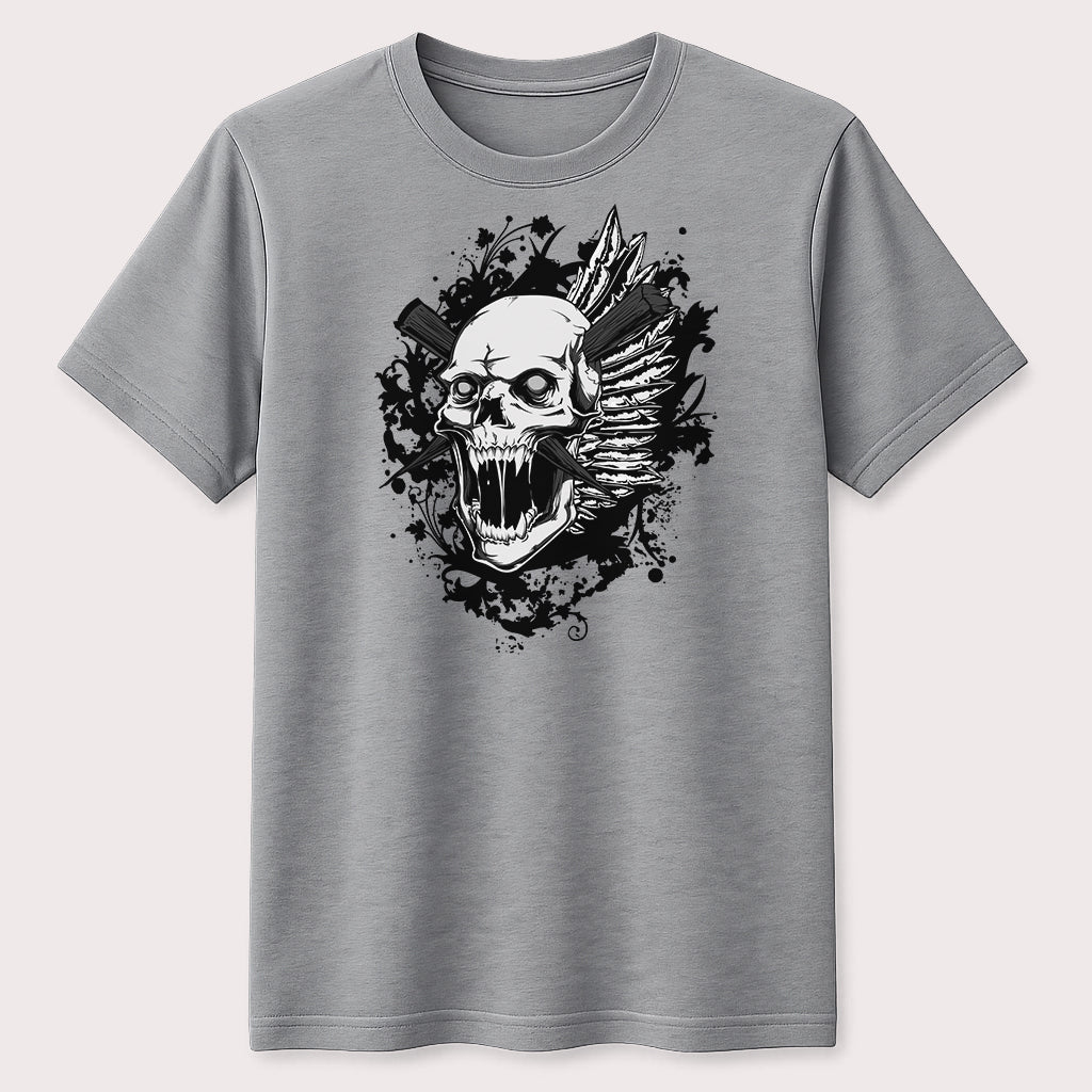 Gothic Screaming Skull Graphic T-Shirt Dark Horror Punk Streetwear Tee