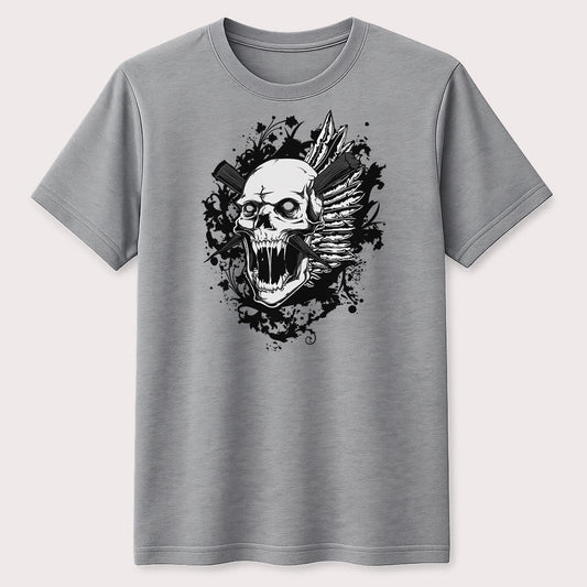 Gothic Screaming Skull Graphic T-Shirt Dark Horror Punk Streetwear Tee