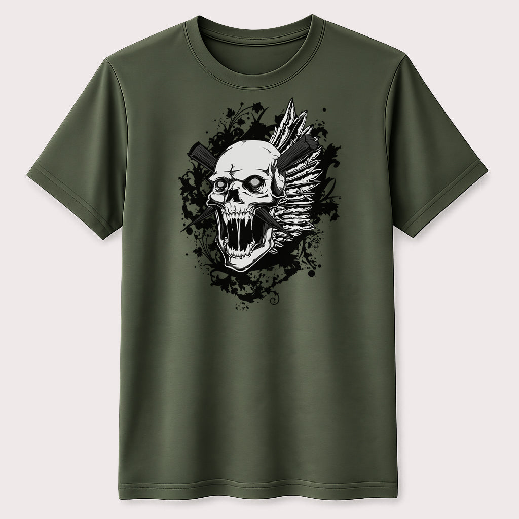 Gothic Screaming Skull Graphic T-Shirt Dark Horror Punk Streetwear Tee