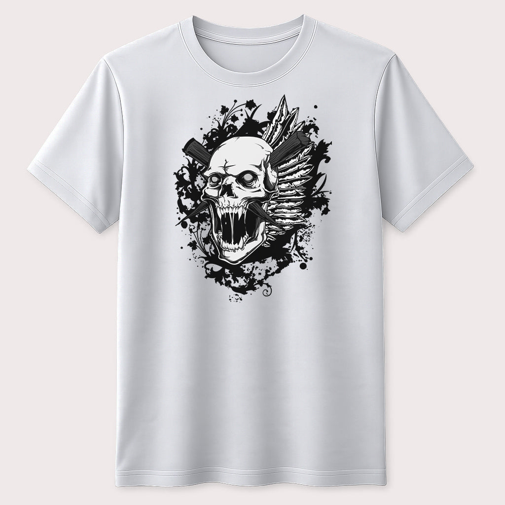 Gothic Screaming Skull Graphic T-Shirt Dark Horror Punk Streetwear Tee