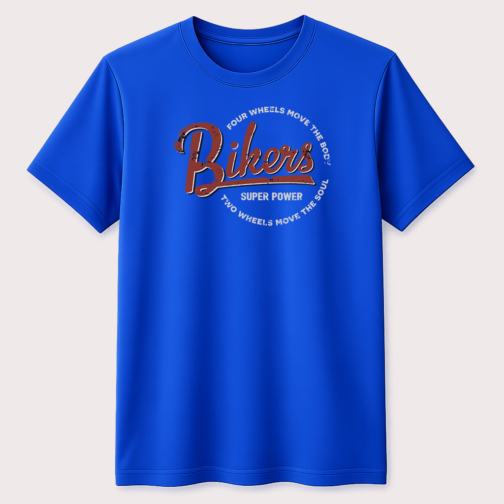 Bikers Super Power Graphic T-Shirt Vintage Motorcycle Rider Quote Unisex Tee