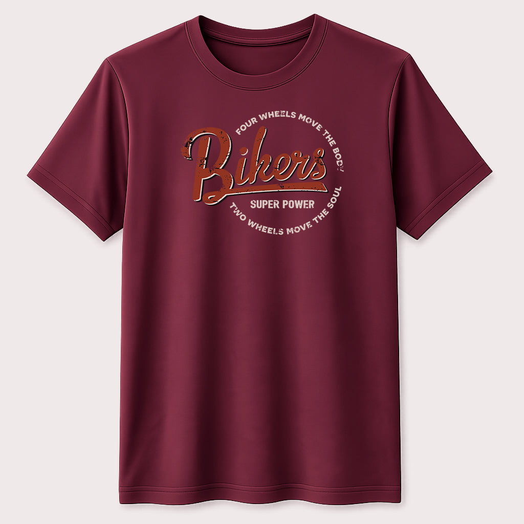 Bikers Super Power Graphic T-Shirt Vintage Motorcycle Rider Quote Unisex Tee