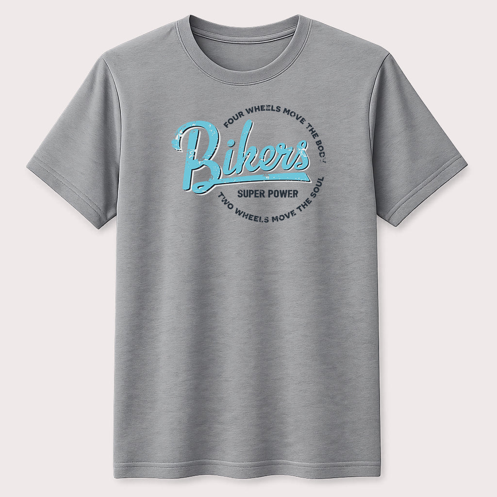 Bikers Super Power Graphic T-Shirt Vintage Motorcycle Rider Quote Unisex Tee