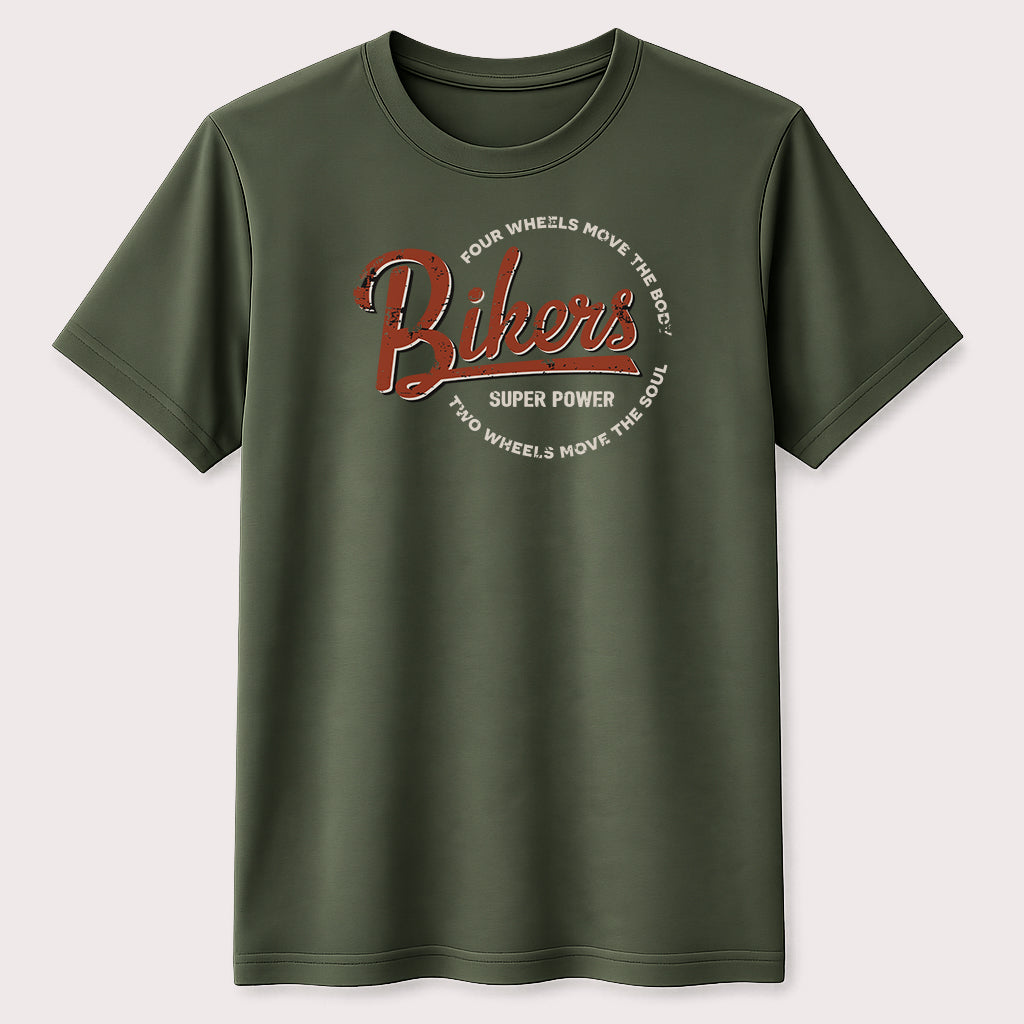 Bikers Super Power Graphic T-Shirt Vintage Motorcycle Rider Quote Unisex Tee