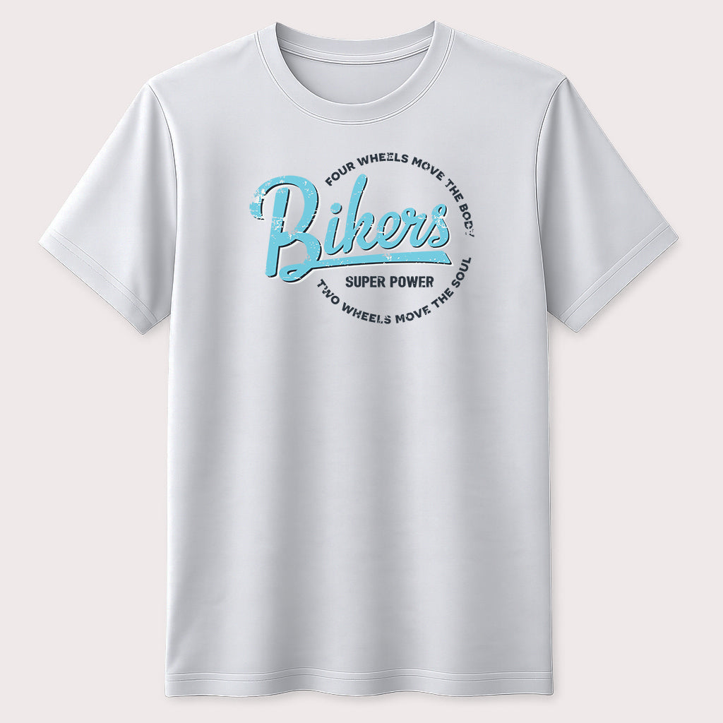 Bikers Super Power Graphic T-Shirt Vintage Motorcycle Rider Quote Unisex Tee