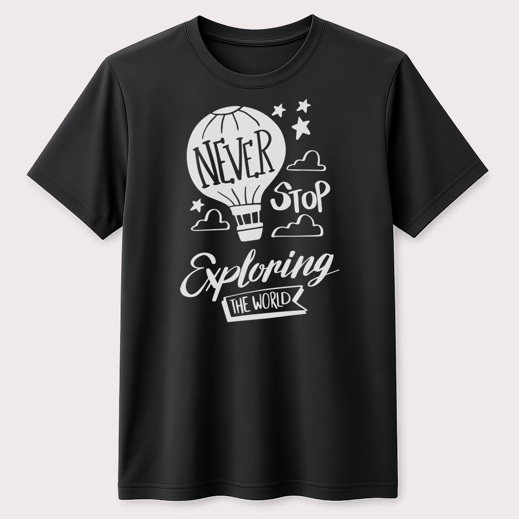 Never Stop Exploring the World Graphic T-Shirt Adventure Travel Unisex Tee