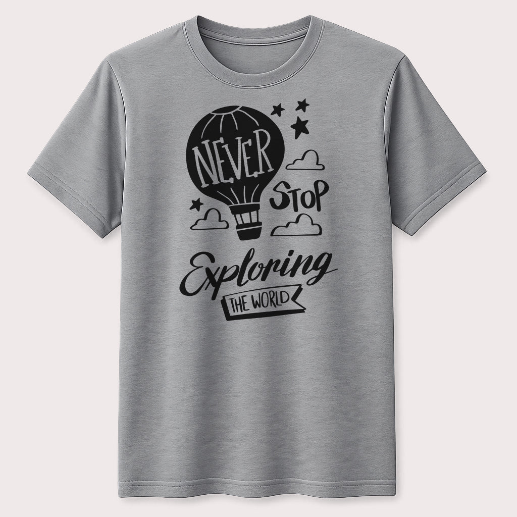 Never Stop Exploring the World Graphic T-Shirt Adventure Travel Unisex Tee