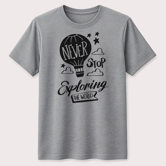 Never Stop Exploring the World Graphic T-Shirt Adventure Travel Unisex Tee
