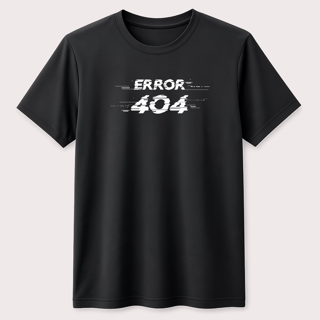 Error 404 Funny Graphic T-Shirt Glitch Tech Humor Programmer Gamer Unisex Tee