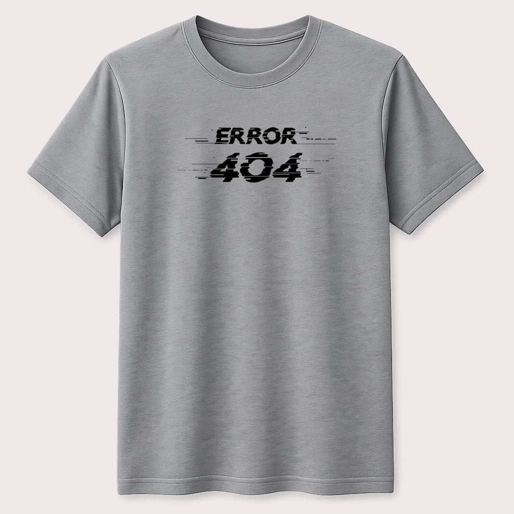 Error 404 Funny Graphic T-Shirt Glitch Tech Humor Programmer Gamer Unisex Tee