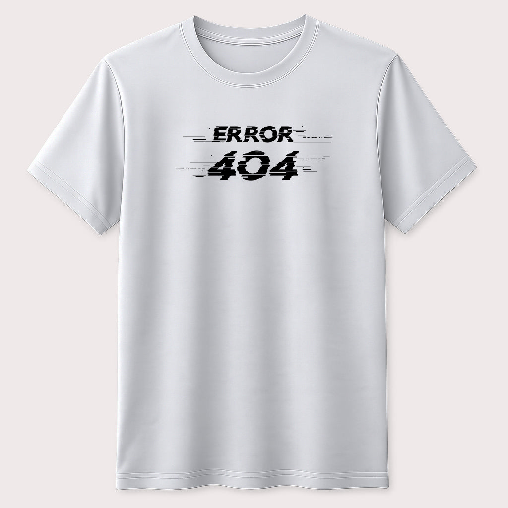 Error 404 Funny Graphic T-Shirt Glitch Tech Humor Programmer Gamer Unisex Tee