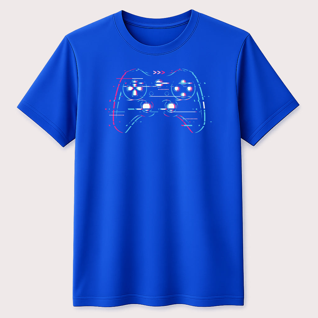 Glitch Gaming Controller Graphic T-Shirt Retro Gamer Video Game Unisex Tee