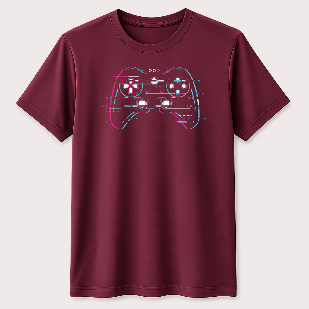 Glitch Gaming Controller Graphic T-Shirt Retro Gamer Video Game Unisex Tee