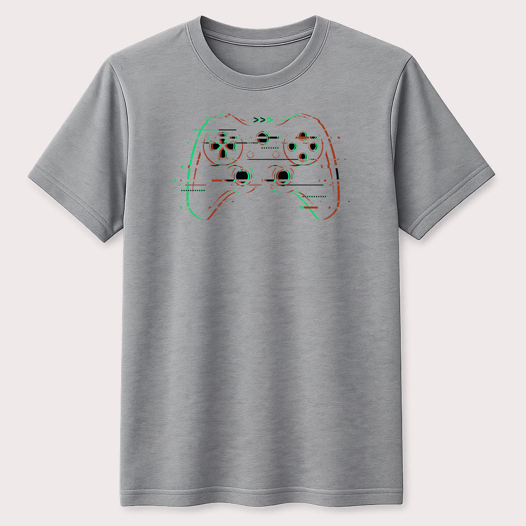 Glitch Gaming Controller Graphic T-Shirt Retro Gamer Video Game Unisex Tee