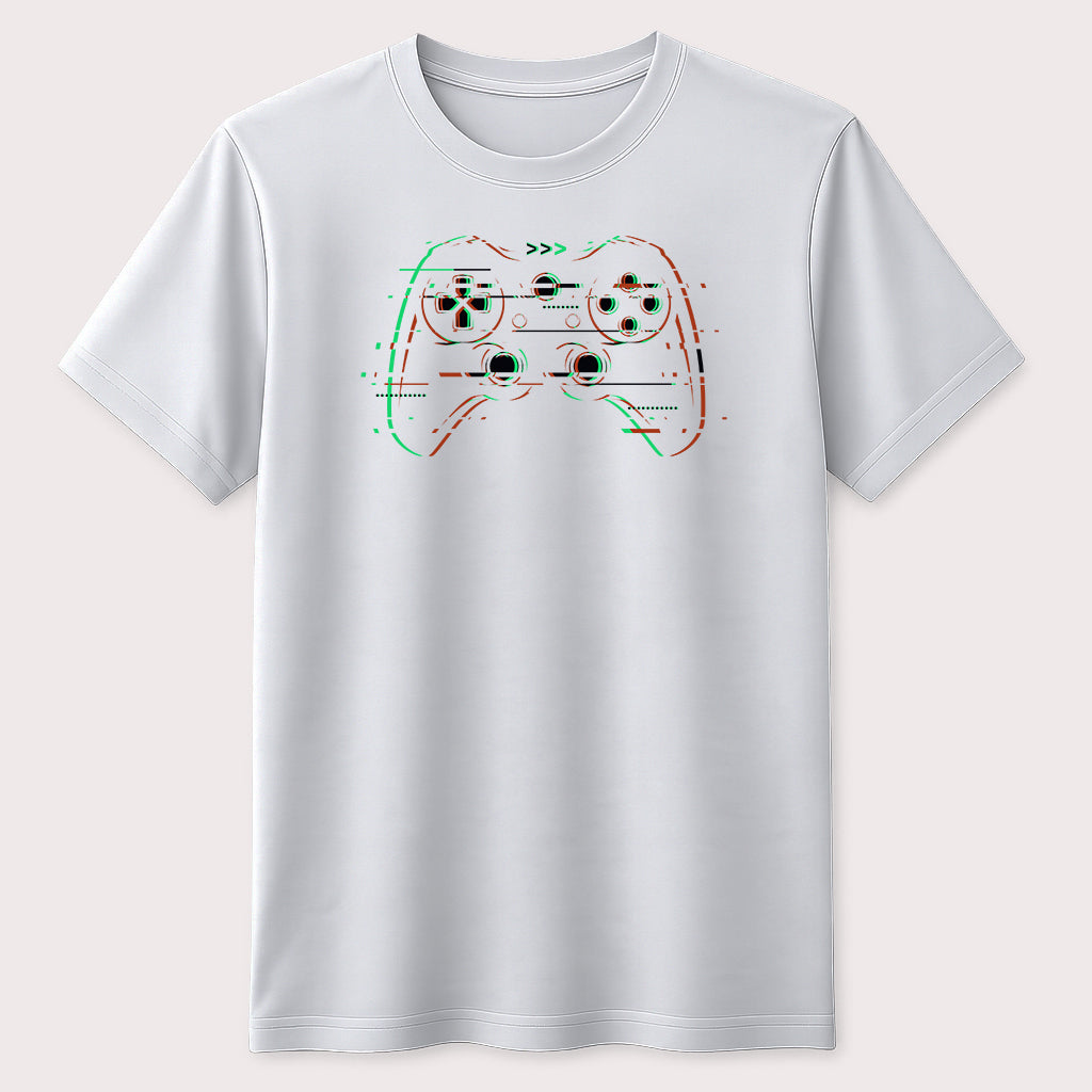 Glitch Gaming Controller Graphic T-Shirt Retro Gamer Video Game Unisex Tee