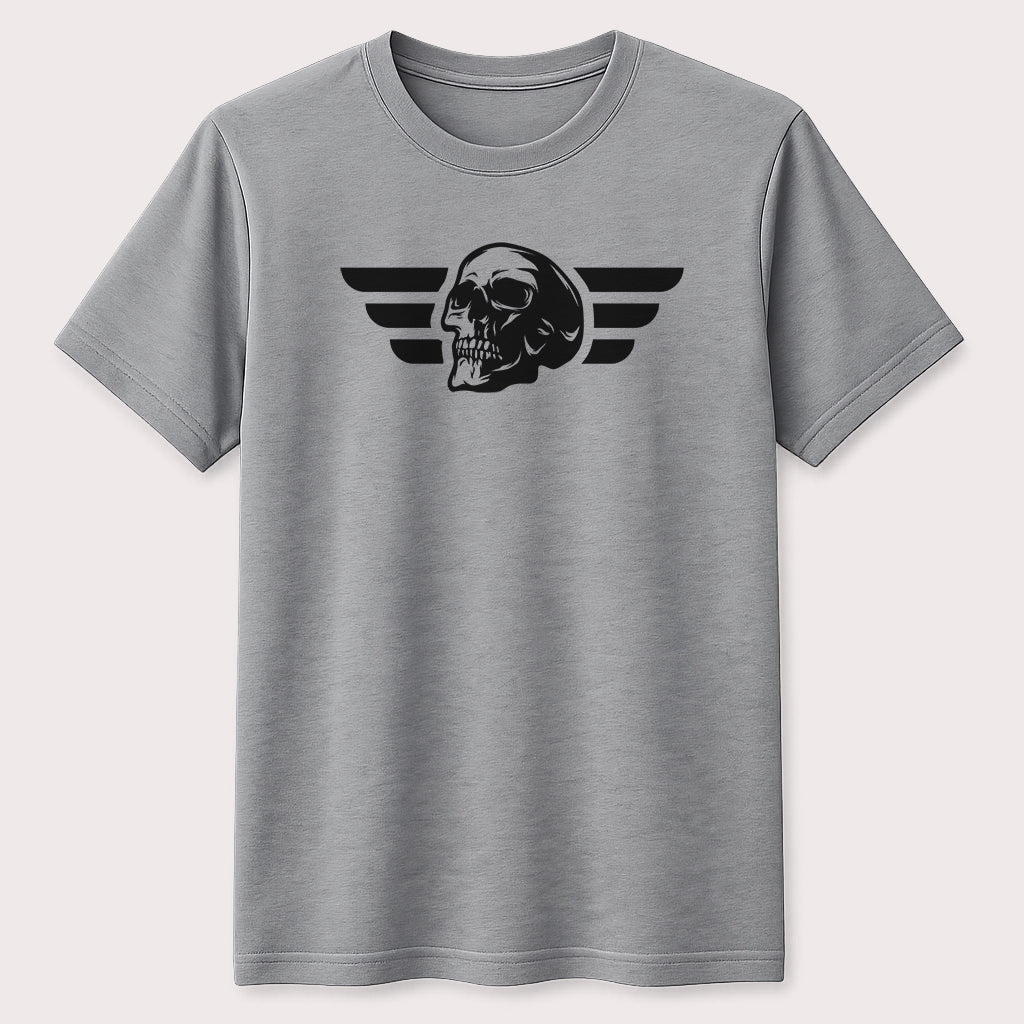Winged Skull Graphic T-Shirt Gothic Biker Skull Design Unisex Tee