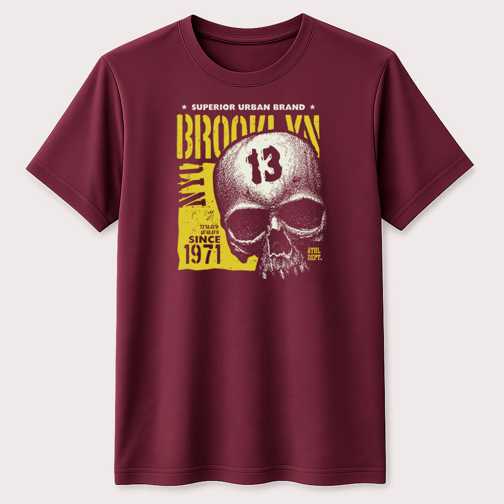 Brooklyn Skull 13 Graphic T-Shirt Vintage Urban Streetwear Skull Unisex Tee