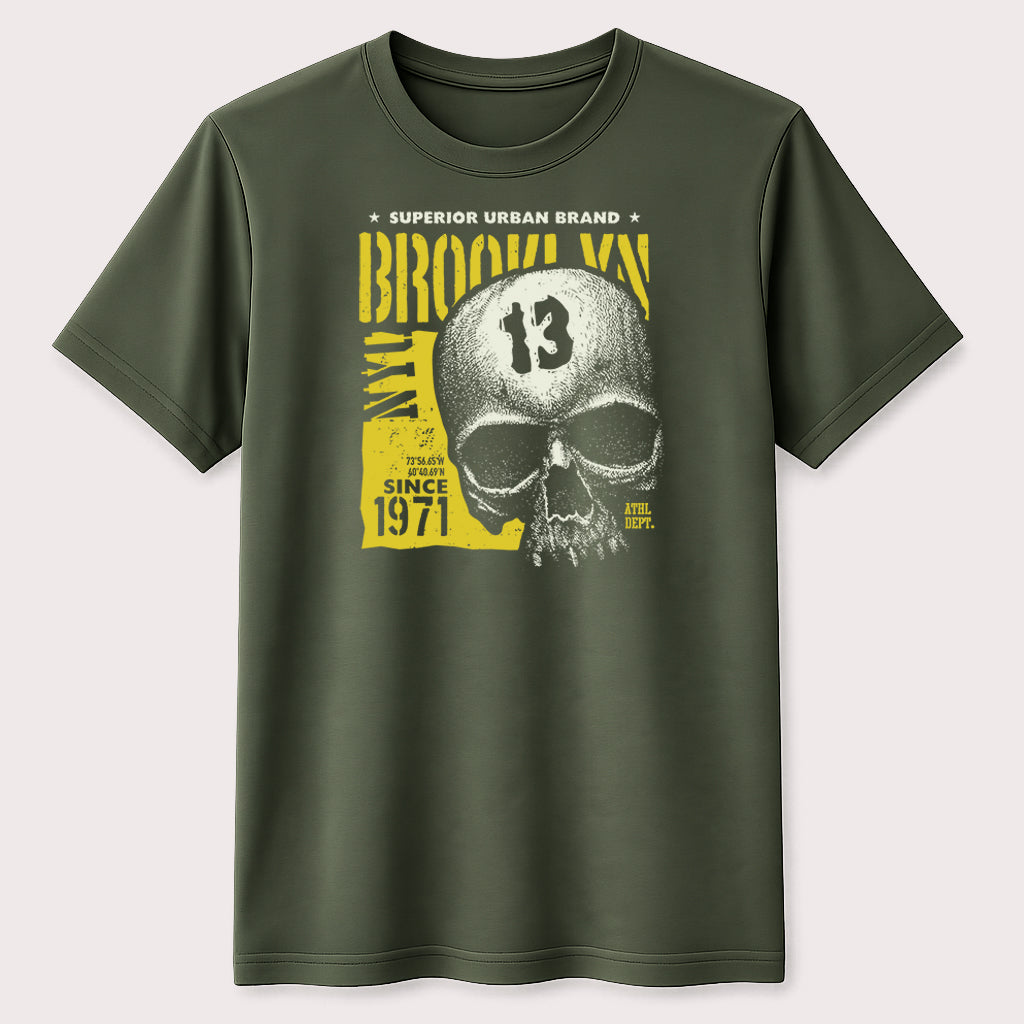 Brooklyn Skull 13 Graphic T-Shirt Vintage Urban Streetwear Skull Unisex Tee