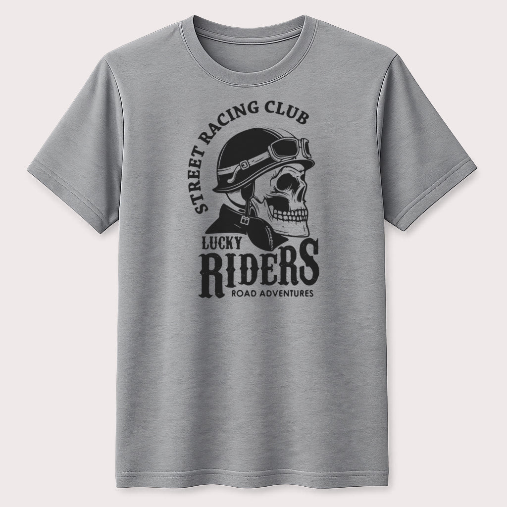 Street Racing Skull Biker Graphic T-Shirt Motorcycle Rider Adventure Unisex Tee