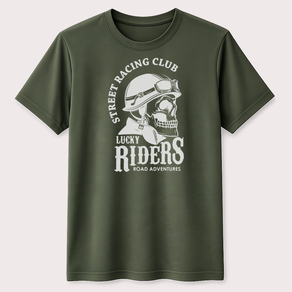 Street Racing Skull Biker Graphic T-Shirt Motorcycle Rider Adventure Unisex Tee