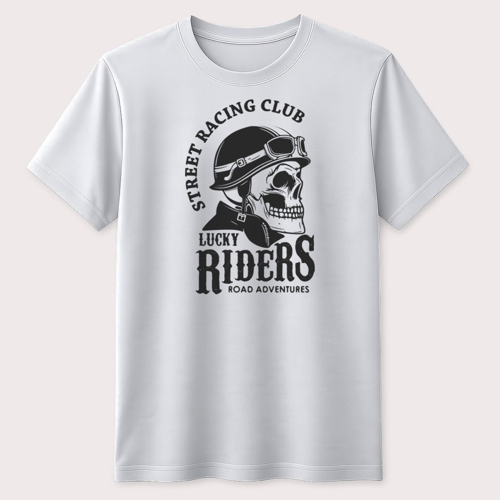 Street Racing Skull Biker Graphic T-Shirt Motorcycle Rider Adventure Unisex Tee