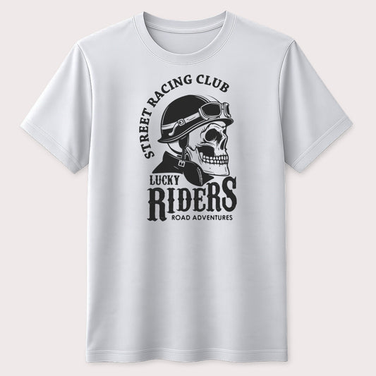 Street Racing Skull Biker Graphic T-Shirt Motorcycle Rider Adventure Unisex Tee