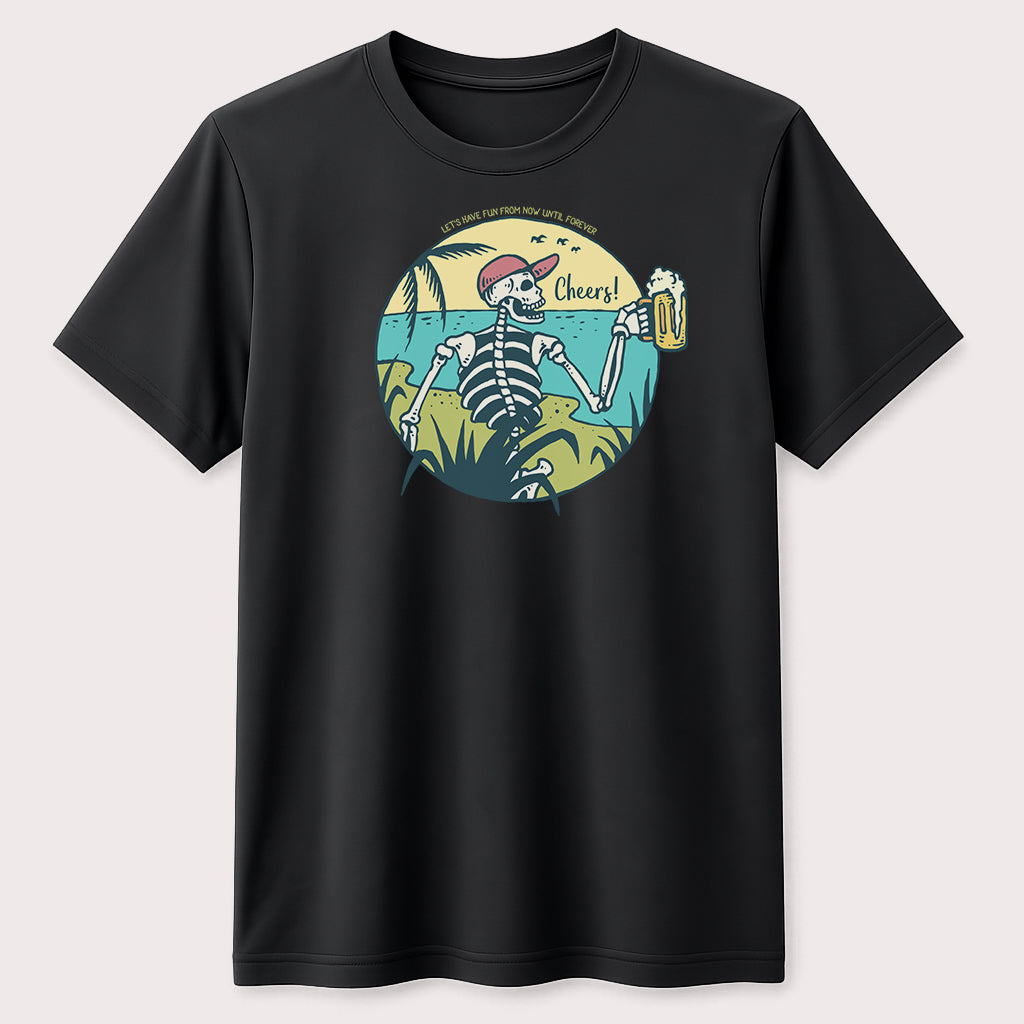 Beach Skeleton Beer Graphic T-Shirt Summer Tropical Unisex Tee