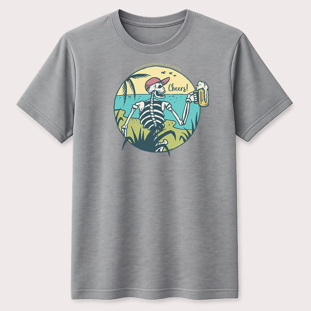 Beach Skeleton Beer Graphic T-Shirt Summer Tropical Unisex Tee