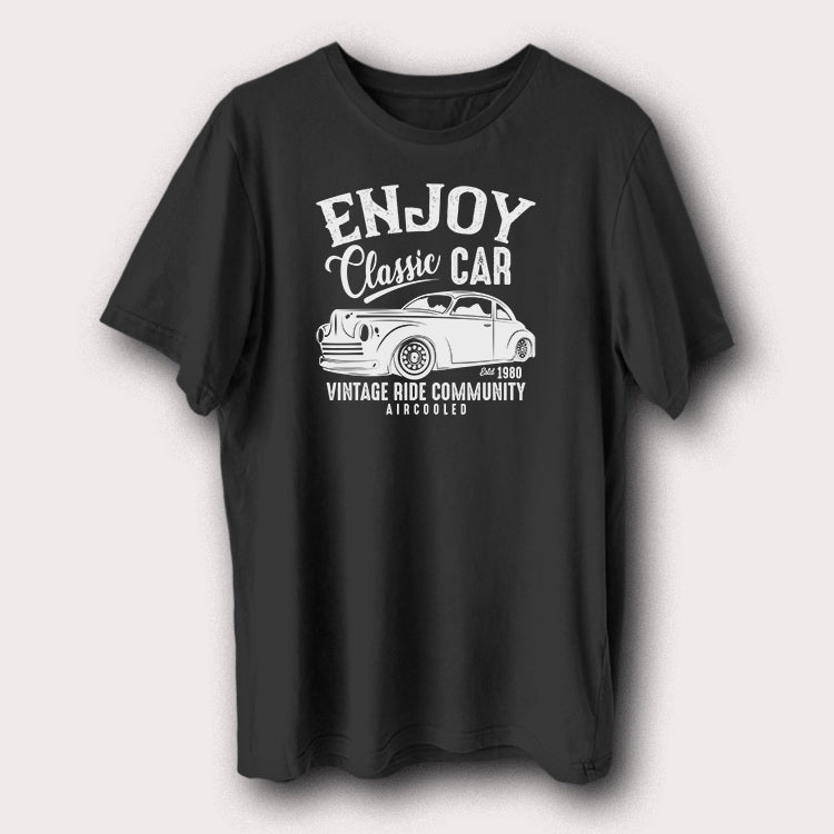 Enjoy Classic Car Vintage Ride Community Printed Men's T-Shirt Retro Car Lovers Graphic Tee