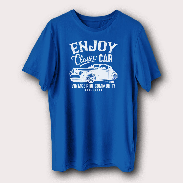 Enjoy Classic Car Vintage Ride Community Printed Men's T-Shirt Retro Car Lovers Graphic Tee