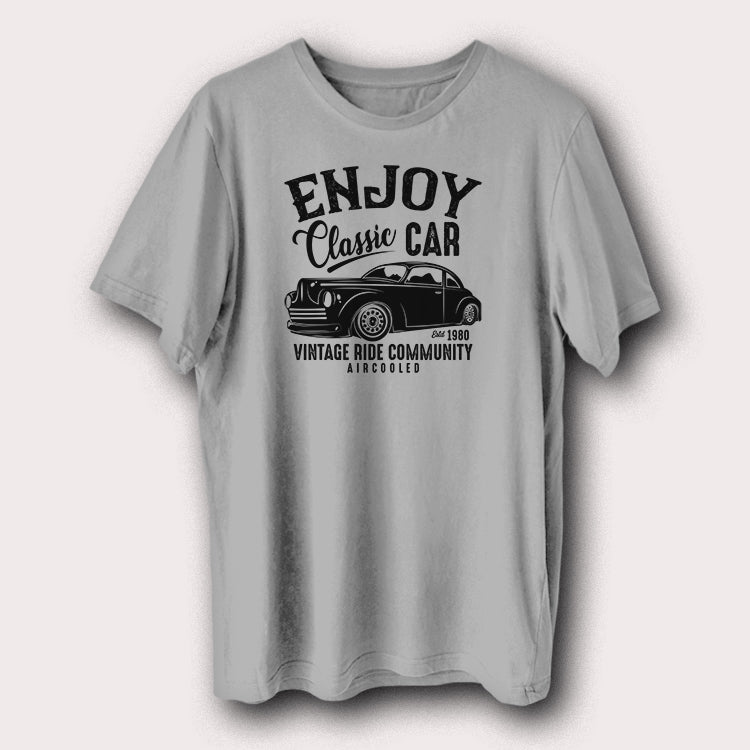 Enjoy Classic Car Vintage Ride Community Printed Men's T-Shirt Retro Car Lovers Graphic Tee