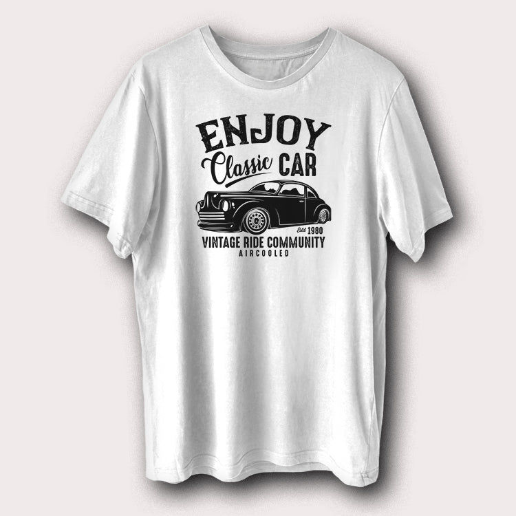 Enjoy Classic Car Vintage Ride Community Printed Men's T-Shirt Retro Car Lovers Graphic Tee