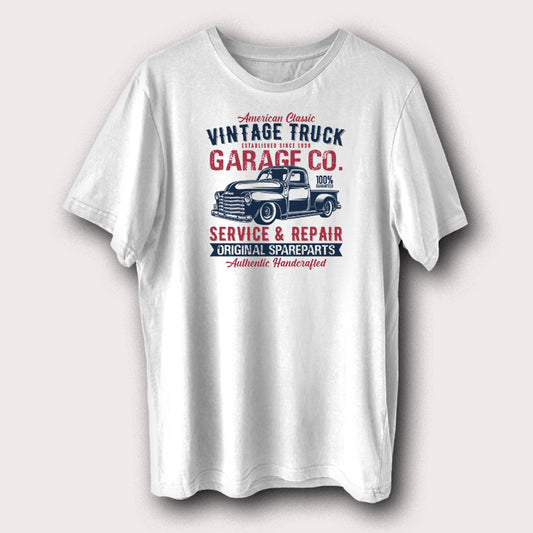 American Classic Vintage Truck Garage Co. Printed Men's T-Shirt Retro Truck Lover Graphic Tee