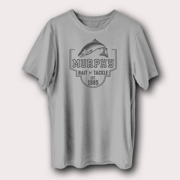 Murphy Bait & Tackle Est. 1985 Fishing Printed T-Shirt Vintage Angler Graphic Tee