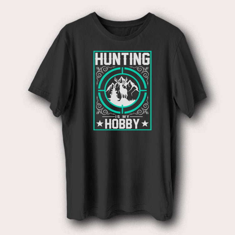 Hunting Is My Hobby Deer Hunter Graphic T-Shirt Outdoor Enthusiasts Tee
