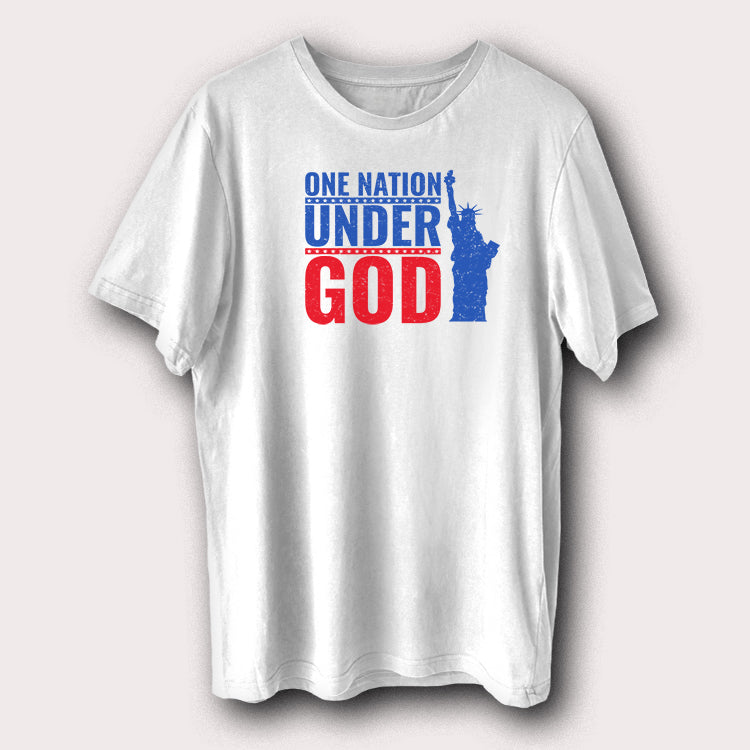 One Nation Under God Patriotic T-Shirt USA Liberty Graphic Tee