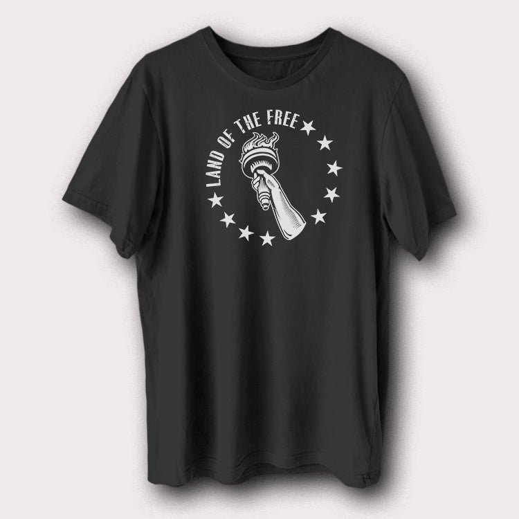Land of the Free Liberty Torch T-Shirt Patriotic American Graphic Tee