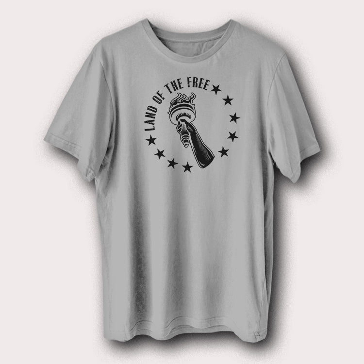 Land of the Free Liberty Torch T-Shirt Patriotic American Graphic Tee