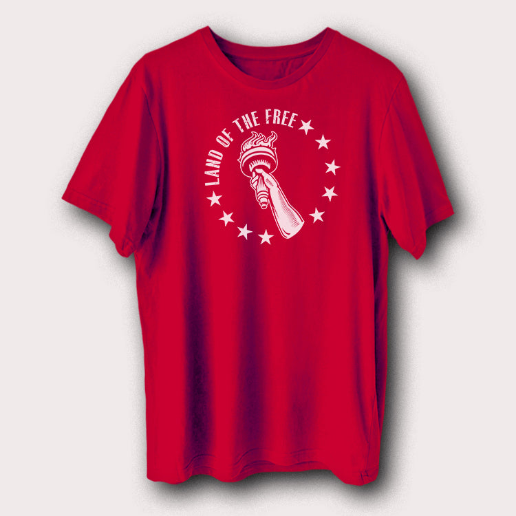 Land of the Free Liberty Torch T-Shirt Patriotic American Graphic Tee