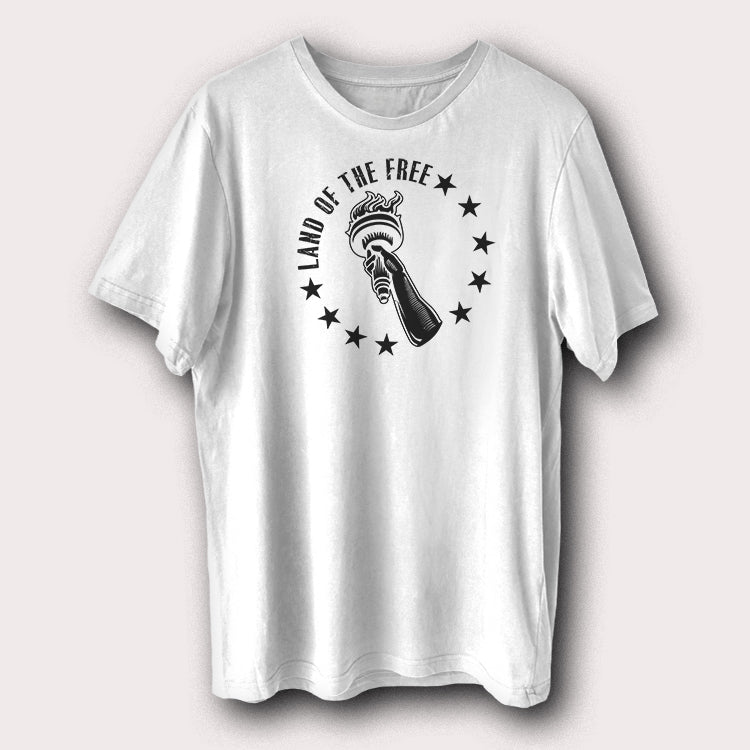 Land of the Free Liberty Torch T-Shirt Patriotic American Graphic Tee